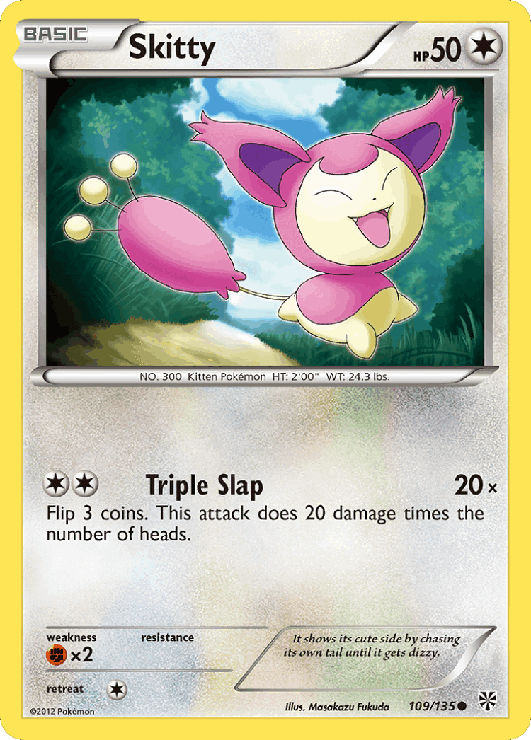 Skitty #109 from Plasma Storm - Common - Illustrated by Masakazu Fukuda