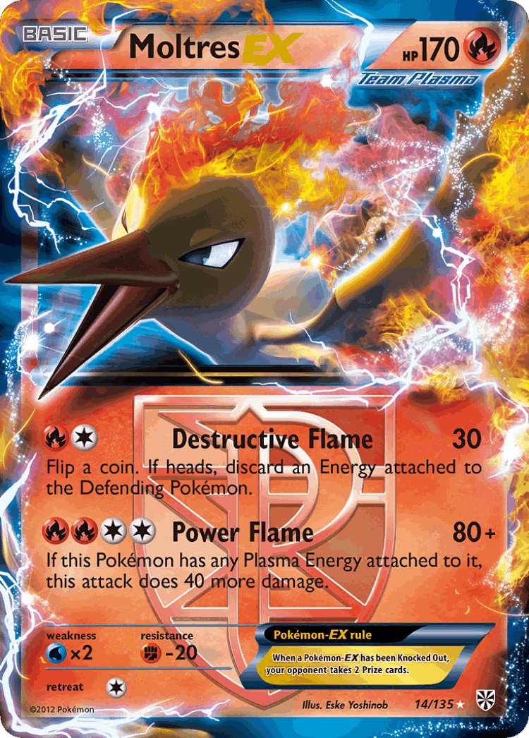 Moltres-EX #14 from Plasma Storm - Rare Holo EX - Illustrated by Eske Yoshinob