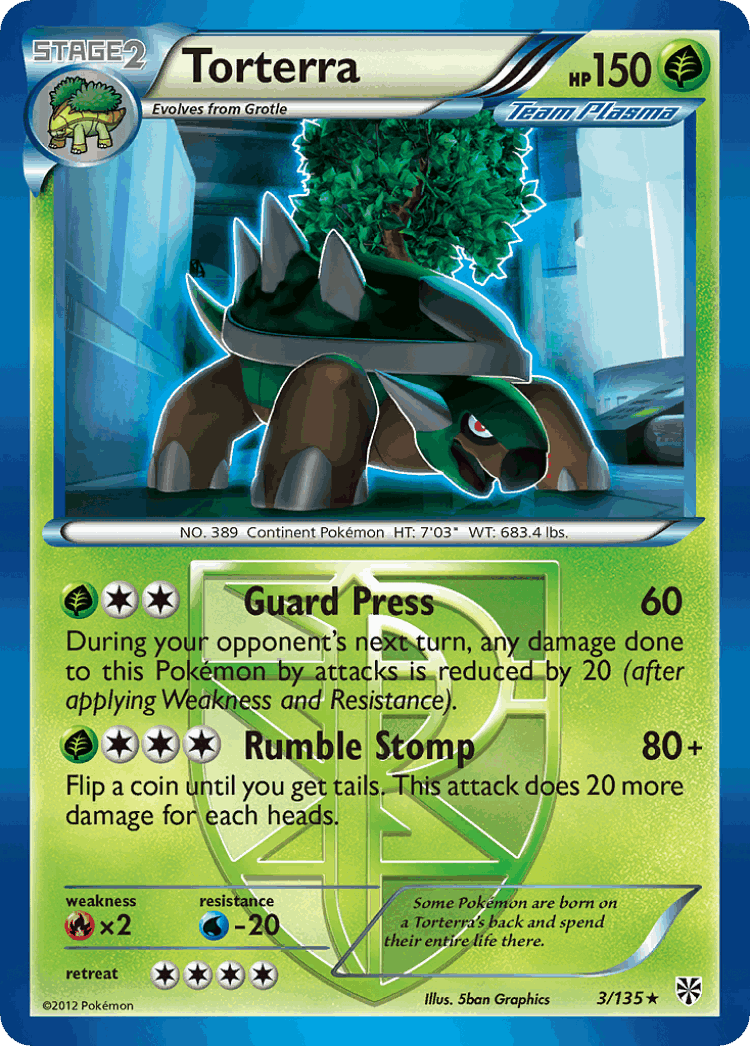 Torterra #3 from Plasma Storm - Rare - Illustrated by 5ban Graphics