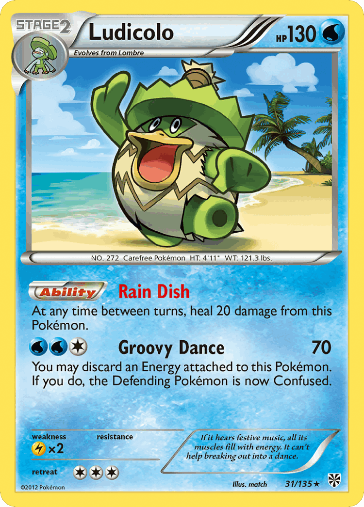Ludicolo #31 from Plasma Storm - Rare - Illustrated by match