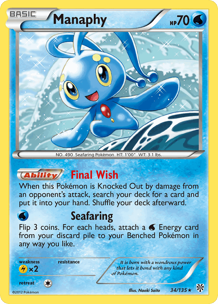 Manaphy #34 from Plasma Storm - Rare Holo - Illustrated by Naoki Saito