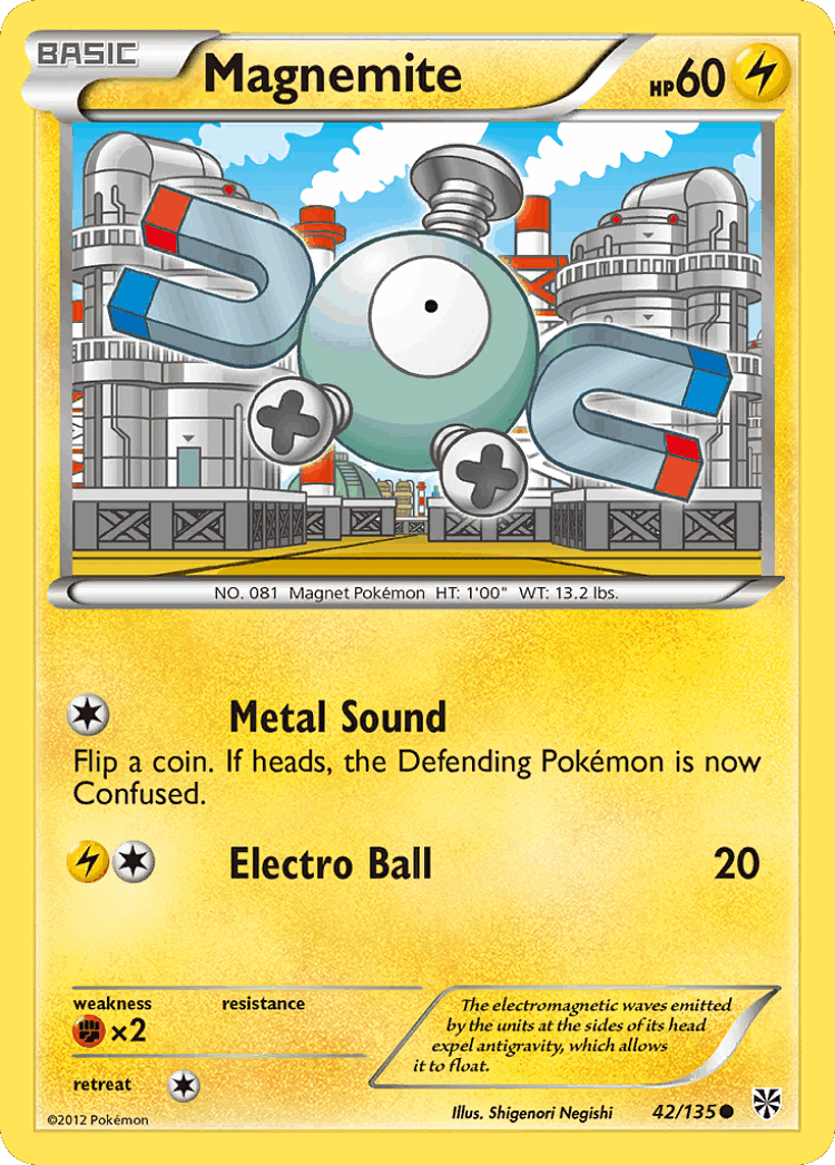 Magnemite #42 from Plasma Storm - Common - Illustrated by Shigenori Negishi