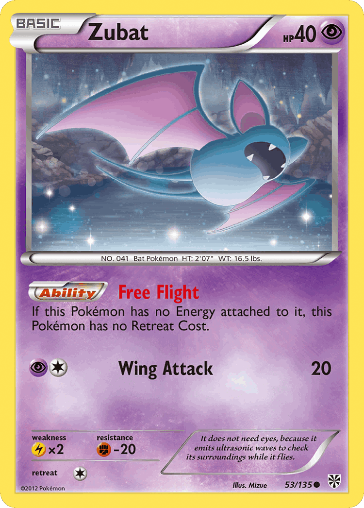 Zubat #53 from Plasma Storm - Common - Illustrated by Mizue