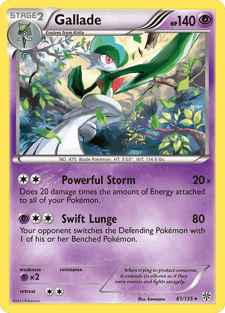 Gallade #61 from Plasma Storm - Rare Holo - Illustrated by kawayoo