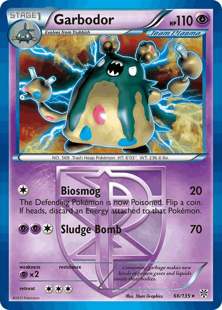 Garbodor #66 from Plasma Storm - Rare Holo - Illustrated by 5ban Graphics