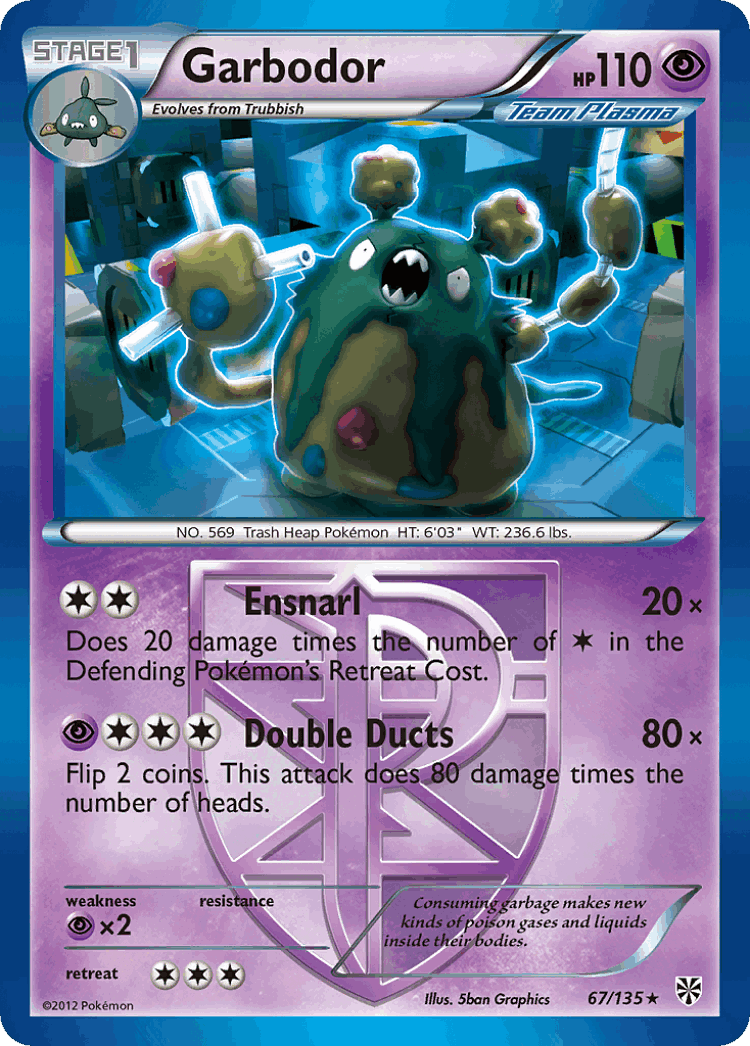 Garbodor #67 from Plasma Storm - Rare - Illustrated by 5ban Graphics