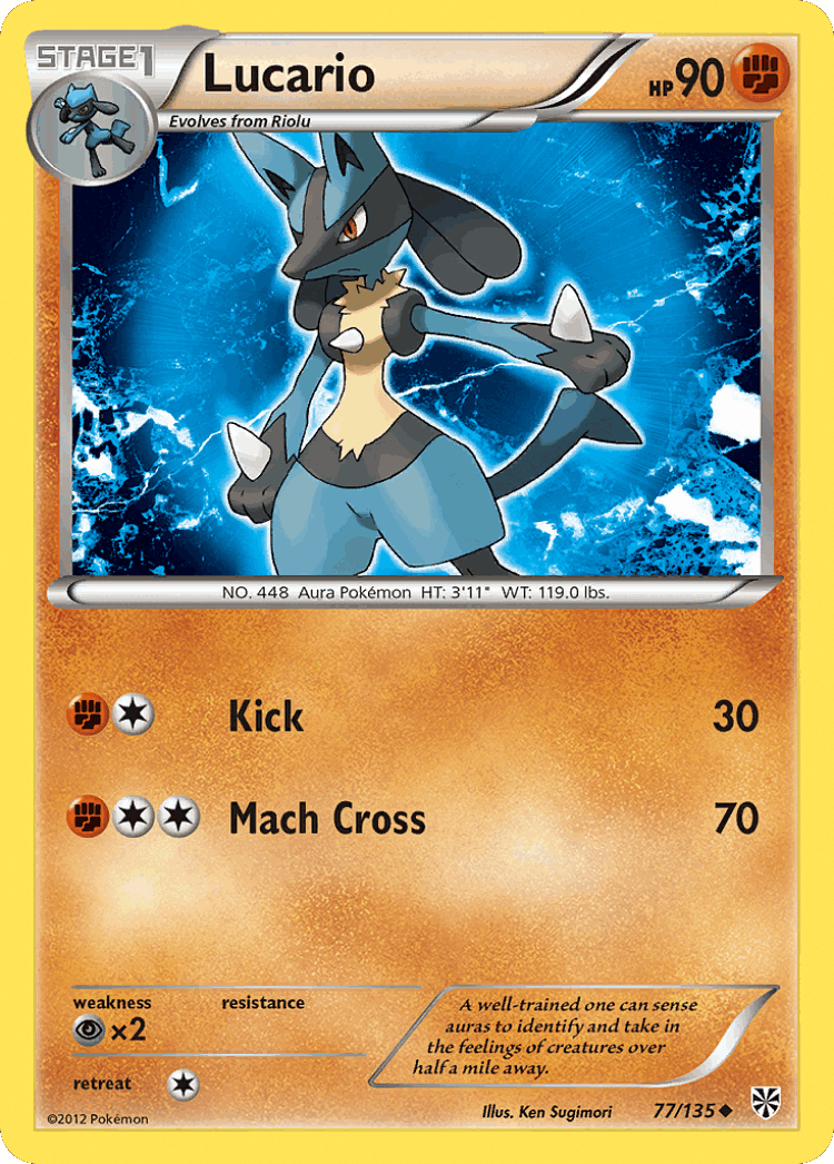 Lucario #77 from Plasma Storm - Uncommon - Illustrated by Ken Sugimori
