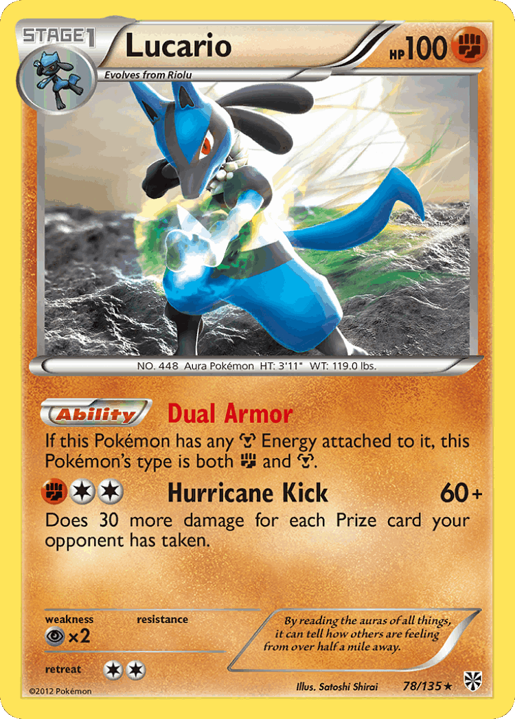 Lucario #78 from Plasma Storm - Rare Holo - Illustrated by Satoshi Shirai