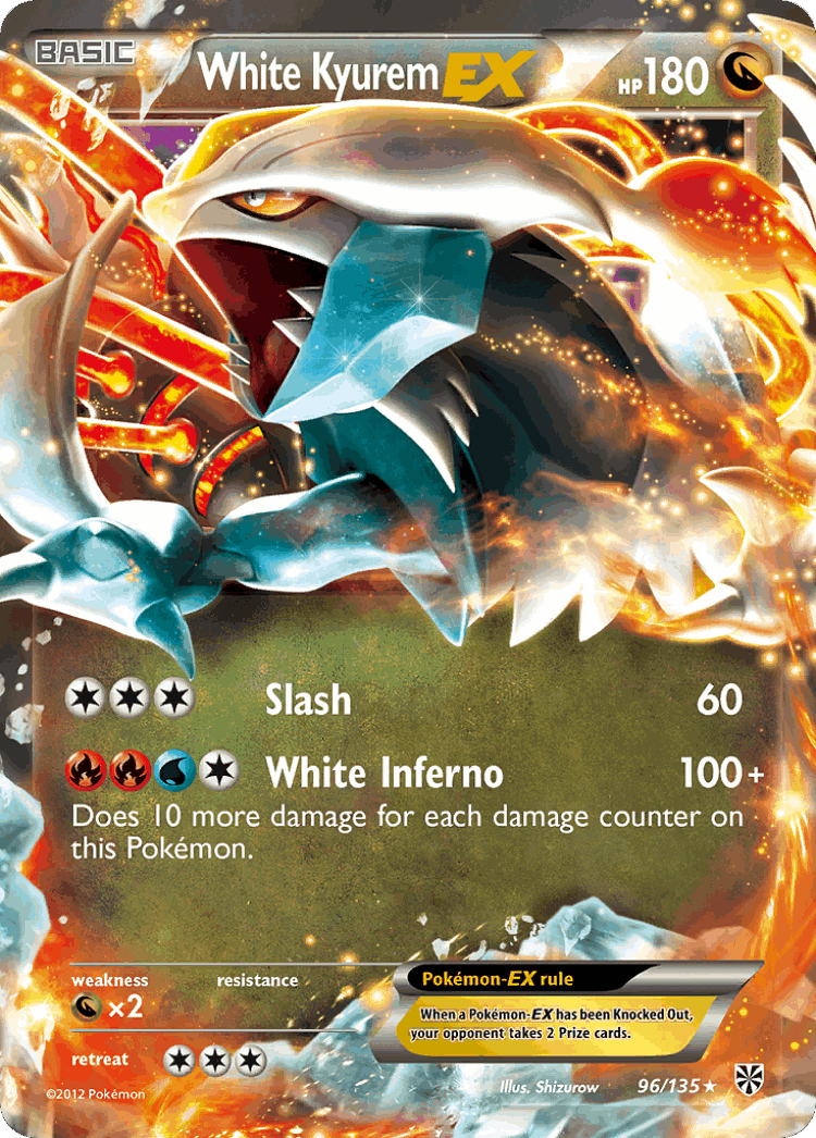 White Kyurem-EX #96 from Plasma Storm - Rare Holo EX - Illustrated by Shizurow