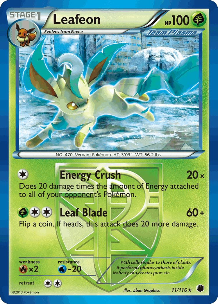 Leafeon #11 from Plasma Freeze - Rare - Illustrated by 5ban Graphics