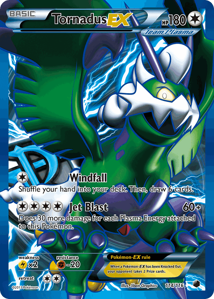Tornadus-EX #114 from Plasma Freeze - Rare Ultra - Illustrated by 5ban Graphics