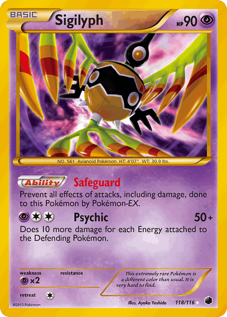 Sigilyph #118 from Plasma Freeze - Rare Secret - Illustrated by Ayaka Yoshida
