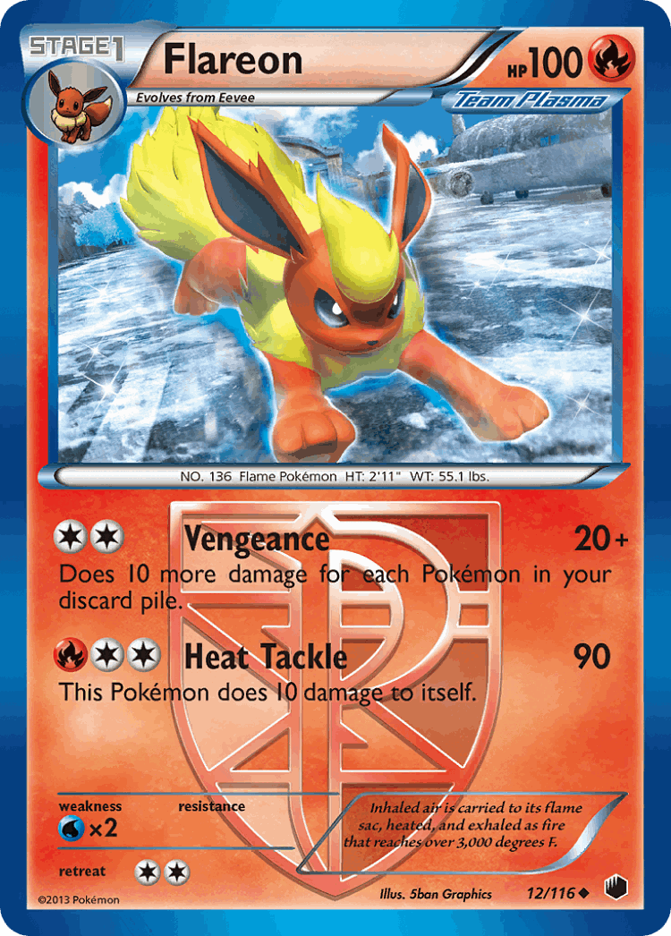 Flareon #12 from Plasma Freeze - Uncommon - Illustrated by 5ban Graphics
