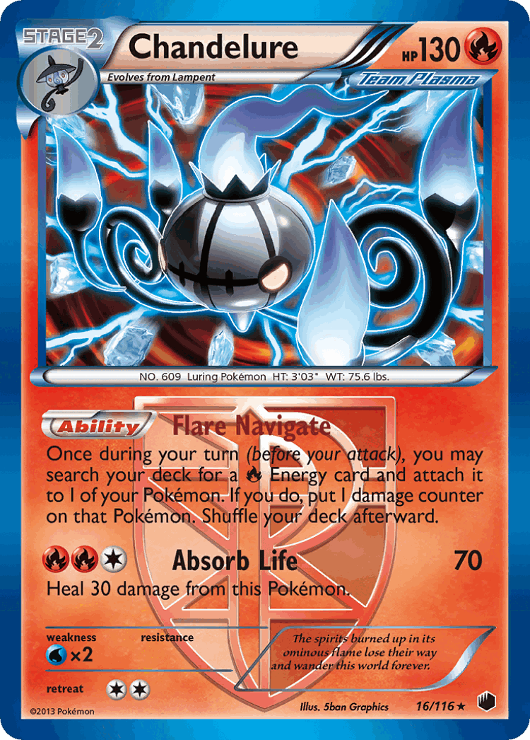 Chandelure #16 from Plasma Freeze - Rare Holo - Illustrated by 5ban Graphics