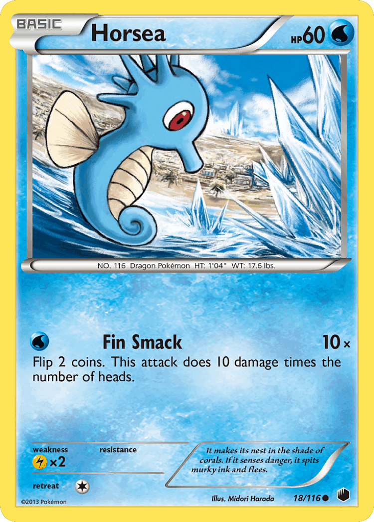 Horsea #18 from Plasma Freeze - Common - Illustrated by Midori Harada