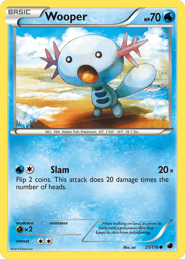 Wooper #21 from Plasma Freeze - Common - Illustrated by sui