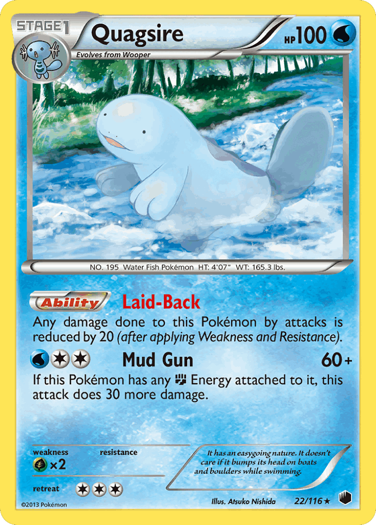 Quagsire #22 from Plasma Freeze - Rare - Illustrated by Atsuko Nishida