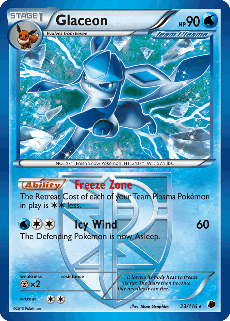 Glaceon #23 from Plasma Freeze - Rare - Illustrated by 5ban Graphics