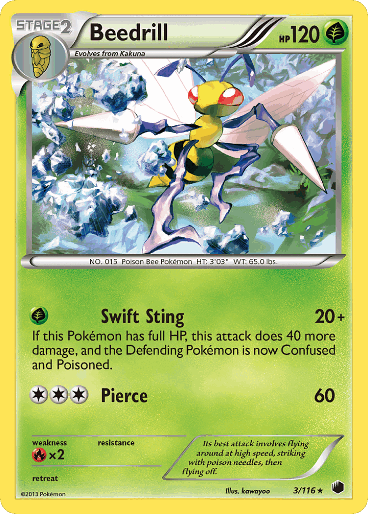 Beedrill #3 from Plasma Freeze - Rare - Illustrated by kawayoo