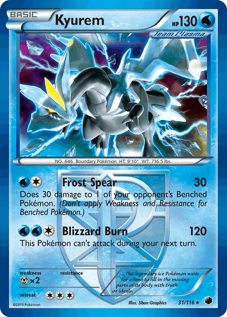 Kyurem #31 from Plasma Freeze - Rare Holo - Illustrated by 5ban Graphics