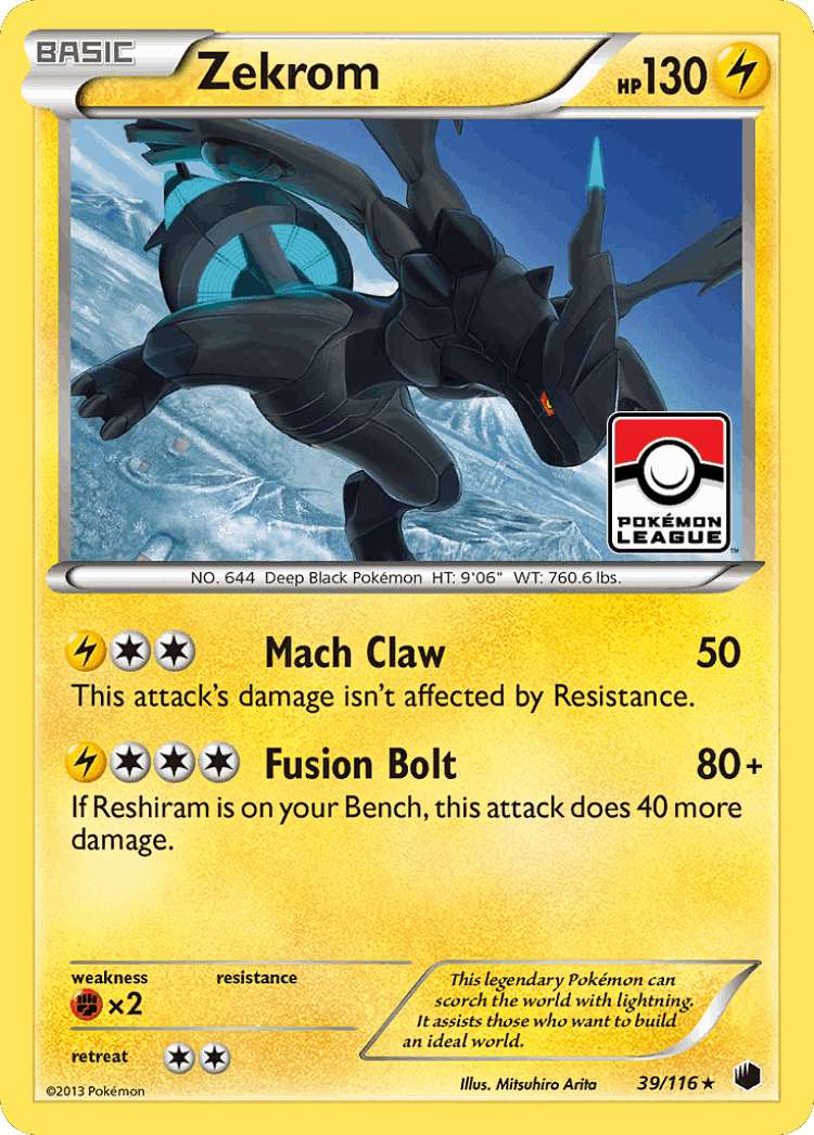 Zekrom #39 from Plasma Freeze - Rare Holo - Illustrated by Mitsuhiro Arita