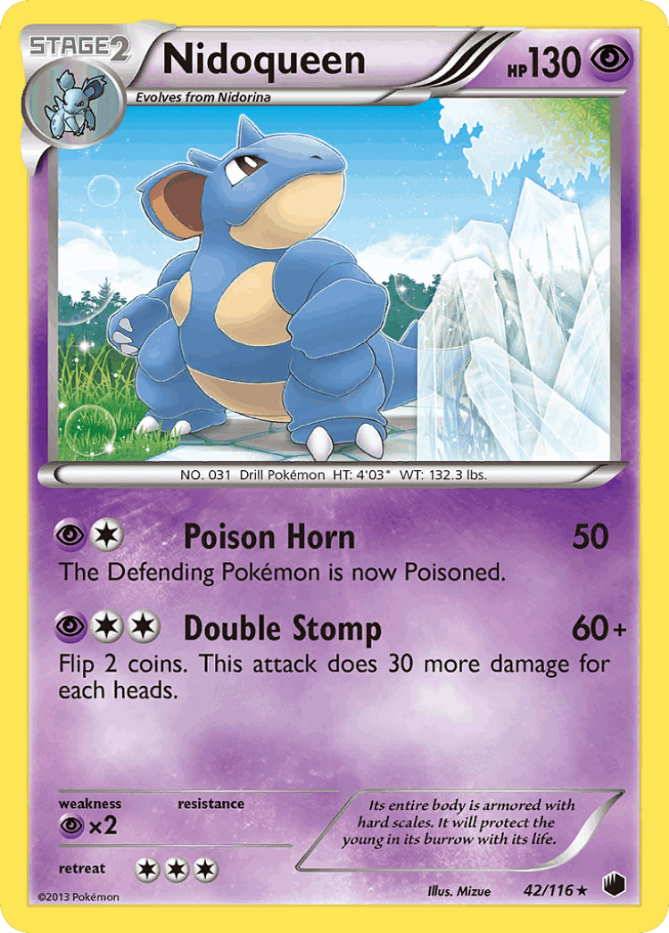 Nidoqueen #42 from Plasma Freeze - Rare - Illustrated by Mizue