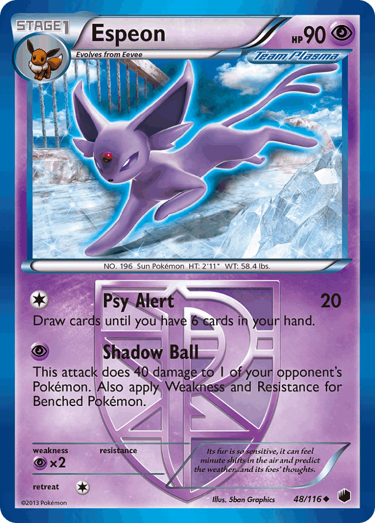 Espeon #48 from Plasma Freeze - Uncommon - Illustrated by 5ban Graphics