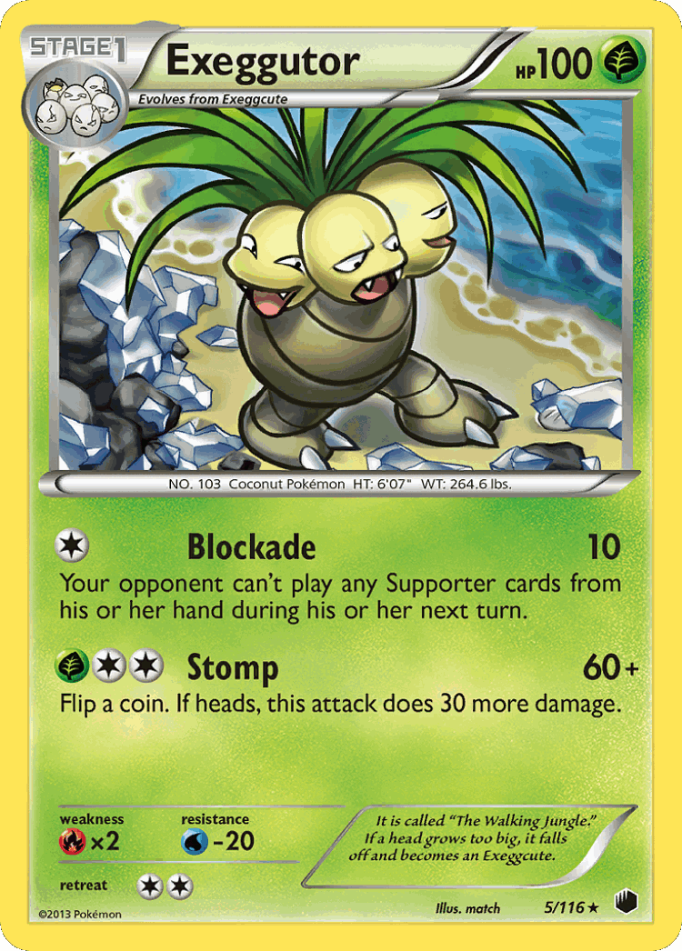 Exeggutor #5 from Plasma Freeze - Rare - Illustrated by match