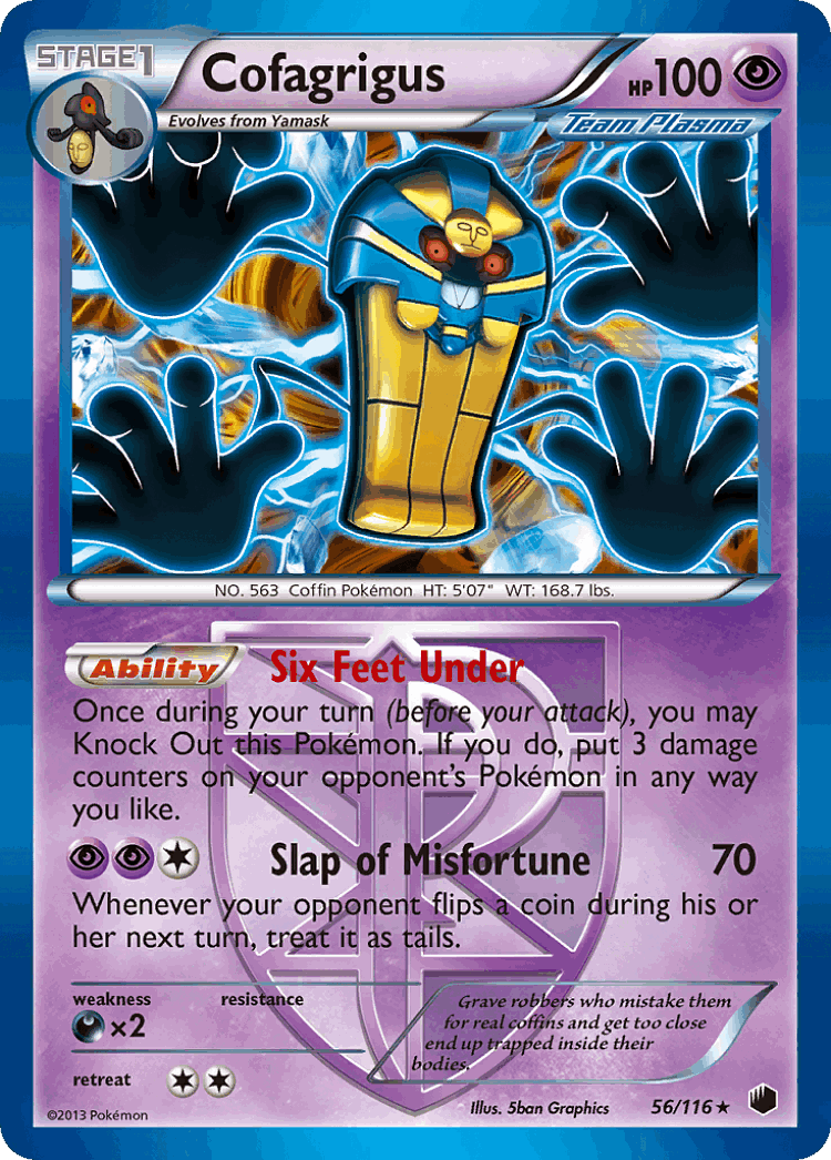 Cofagrigus #56 from Plasma Freeze - Rare Holo - Illustrated by 5ban Graphics