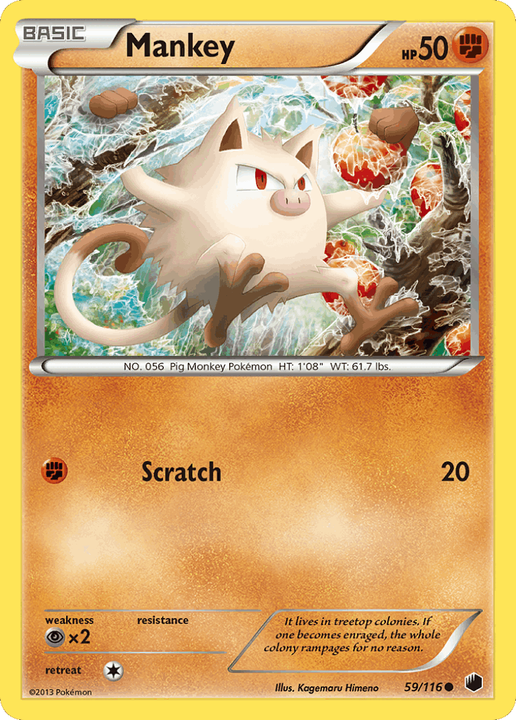 Mankey #59 from Plasma Freeze - Common - Illustrated by Kagemaru Himeno