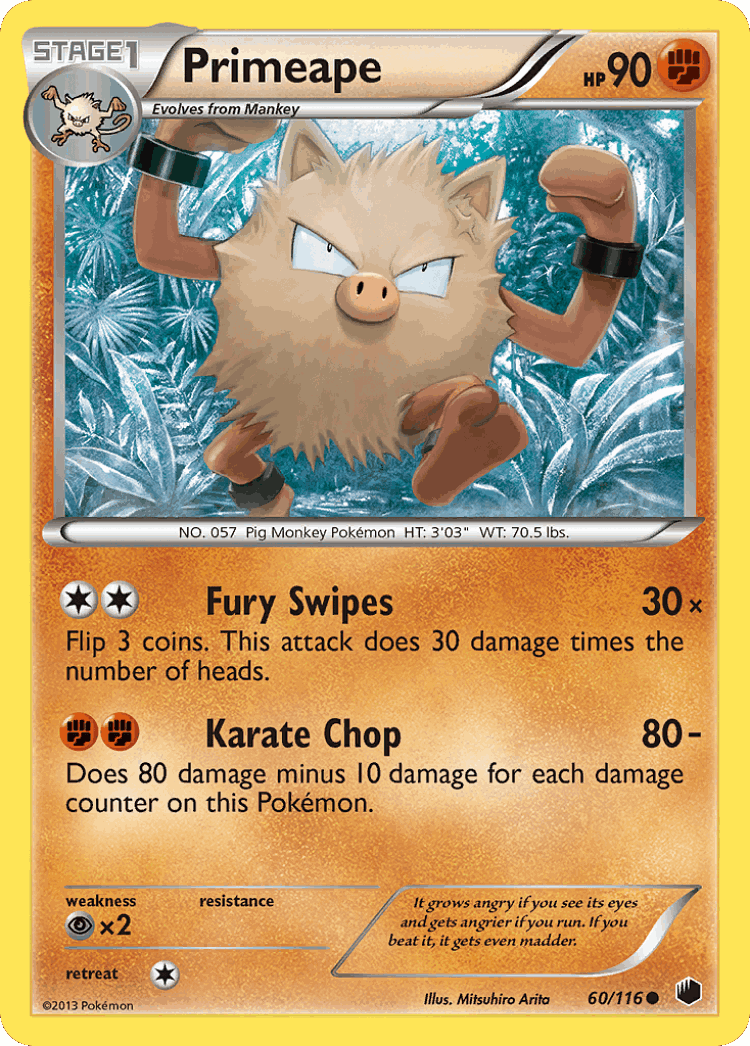 Primeape #60 from Plasma Freeze - Common - Illustrated by Mitsuhiro Arita