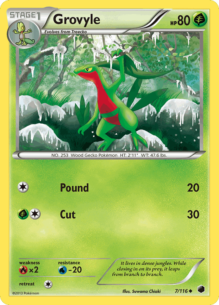 Grovyle #7 from Plasma Freeze - Uncommon - Illustrated by Suwama Chiaki