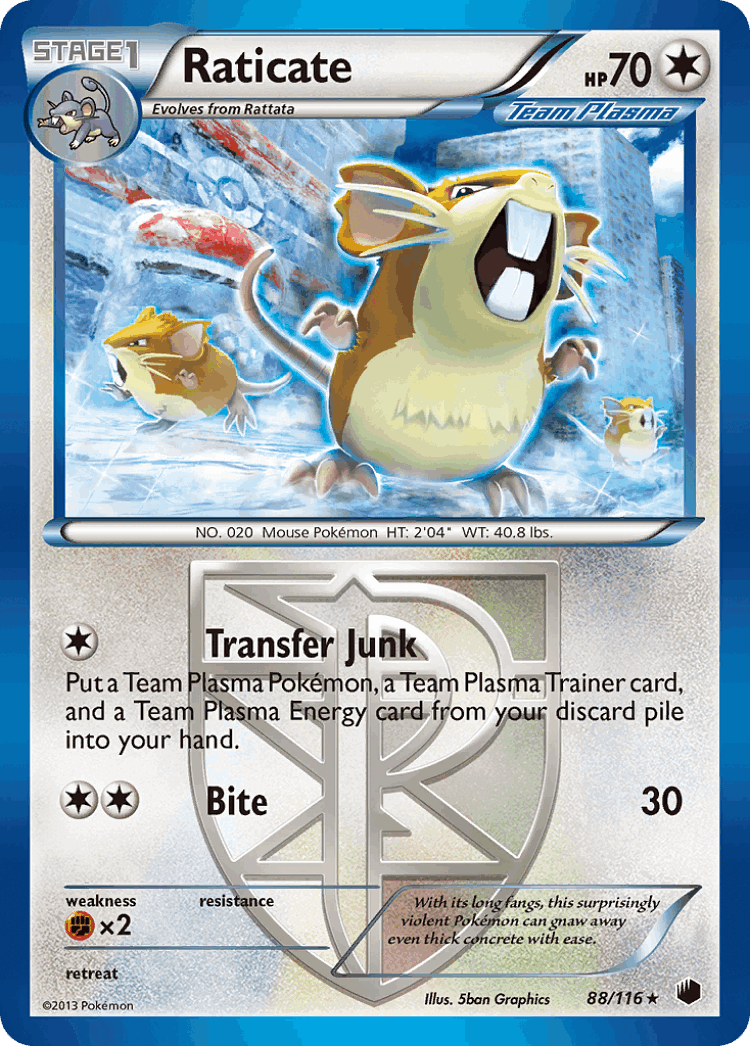 Raticate #88 from Plasma Freeze - Rare - Illustrated by 5ban Graphics