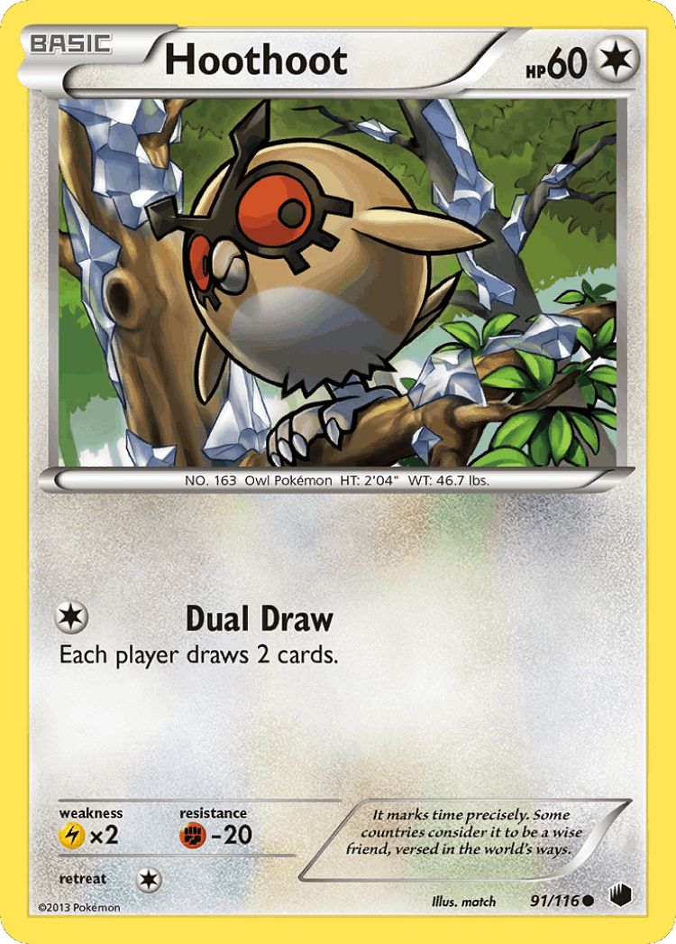 Hoothoot #91 from Plasma Freeze - Common - Illustrated by match