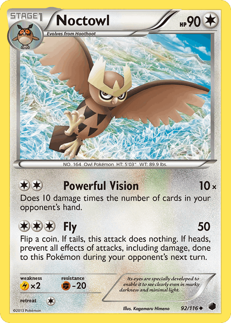 Noctowl #92 from Plasma Freeze - Uncommon - Illustrated by Kagemaru Himeno