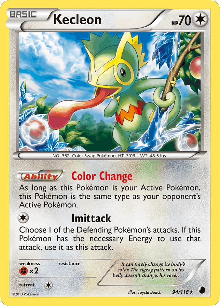 Kecleon #94 from Plasma Freeze - Rare - Illustrated by Toyste Beach