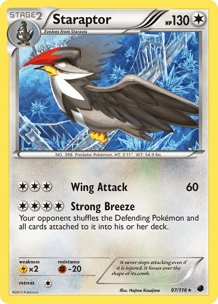 Staraptor #97 from Plasma Freeze - Rare - Illustrated by Hajime Kusajima