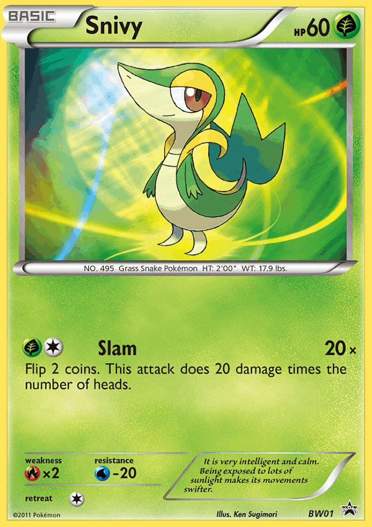 Snivy #1 from BW Black Star Promos - Promo - Illustrated by Ken Sugimori