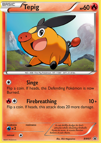 Tepig #7 from BW Black Star Promos - Promo - Illustrated by Shin Nagasawa