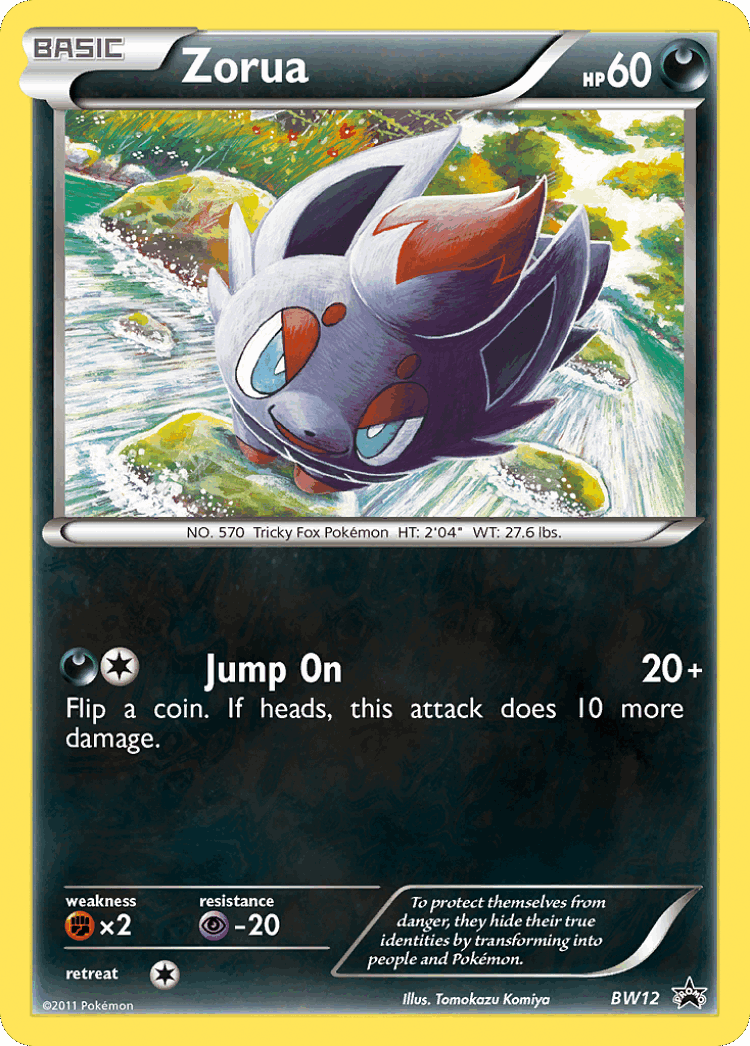 Zorua #12 from BW Black Star Promos - Promo - Illustrated by Tomokazu Komiya