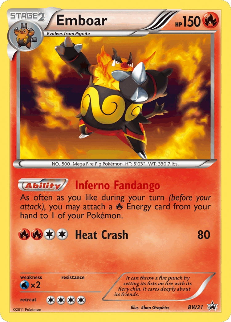 Emboar #21 from BW Black Star Promos - Promo - Illustrated by 5ban Graphics