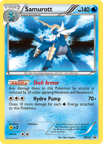 Samurott #22 from BW Black Star Promos - Promo - Illustrated by 5ban Graphics