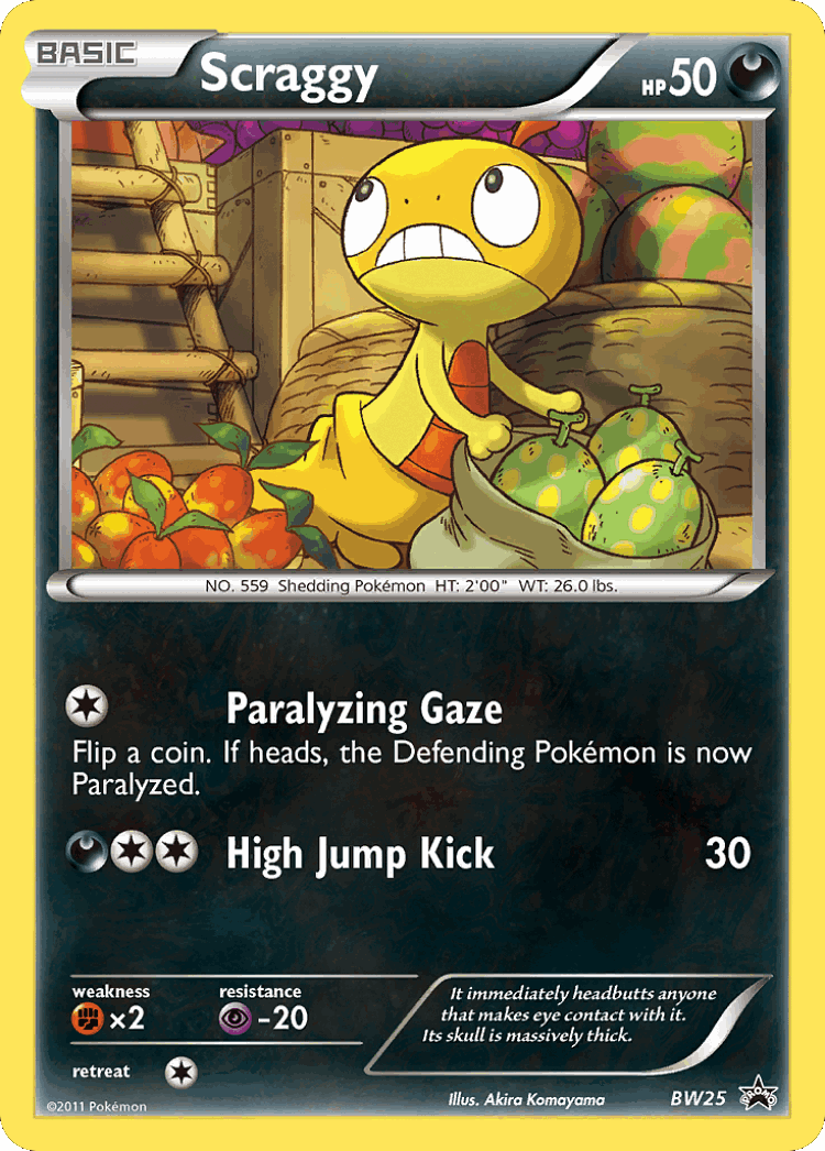 Scraggy #25 from BW Black Star Promos - Promo - Illustrated by Akira Komayama