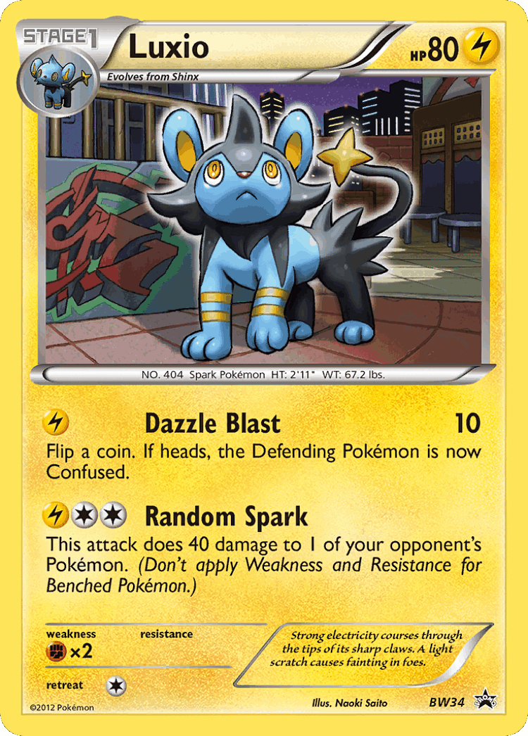 Luxio #34 from BW Black Star Promos - Promo - Illustrated by Naoki Saito