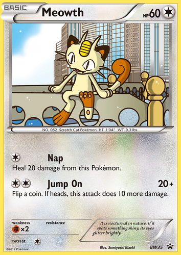 Meowth #35 from BW Black Star Promos - Promo - Illustrated by Sumiyoshi Kizuki