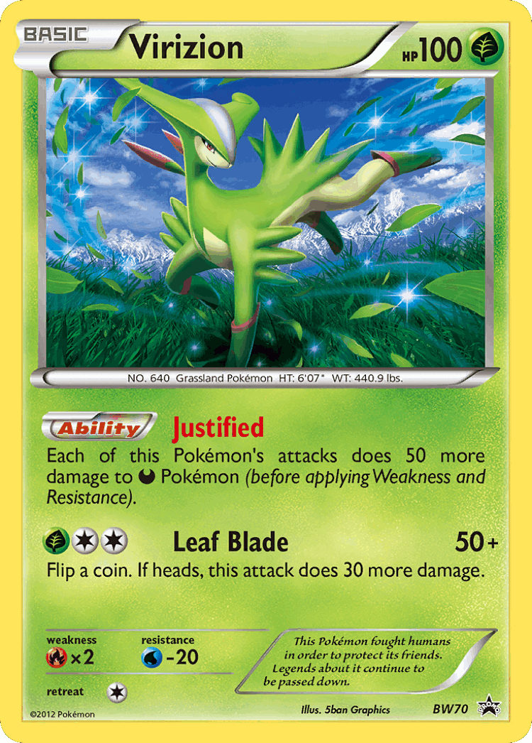 Virizion #70 from BW Black Star Promos - Promo - Illustrated by 5ban Graphics