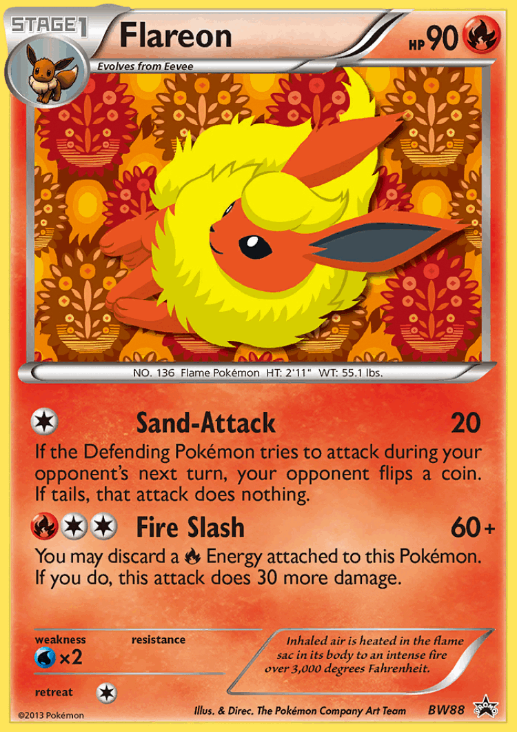 Flareon #88 from BW Black Star Promos - Promo - Illustrated by The Pokémon Company Art Team