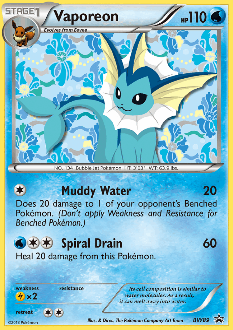Vaporeon #89 from BW Black Star Promos - Promo - Illustrated by The Pokémon Company Art Team