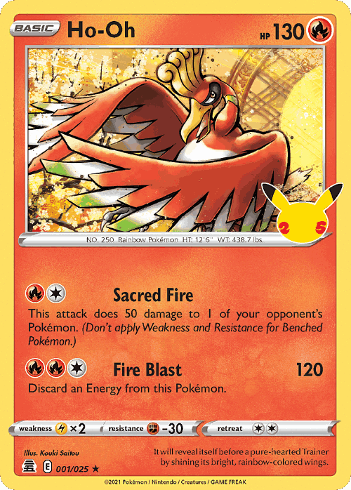 Ho-Oh #1 from Celebrations - Rare - Illustrated by Kouki Saitou