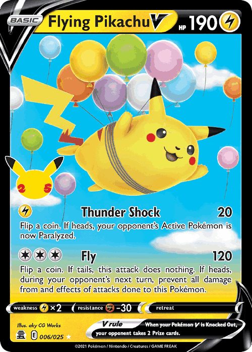 Flying Pikachu V #6 from Celebrations - Rare Holo V - Illustrated by aky CG Works
